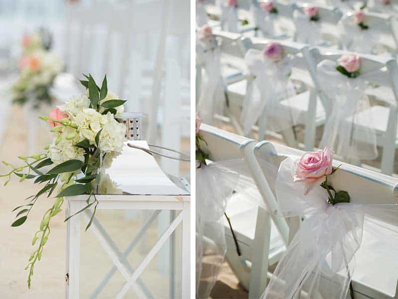 Flowers for wedding ceremony, Cayman wedding, Beach wedding, Flowers on aisle